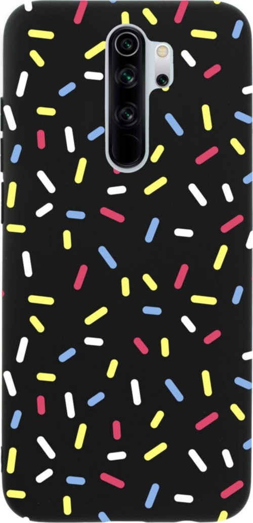 Xiaomi Redmi Note 8 Pro Renkli Noktalar Premium Silikonlu Lansman Siyah Telefon Kılıfı