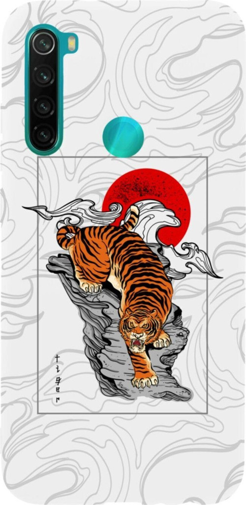 Xiaomi Redmi Note 8 Tiger Tasarımlı Premium Silikonlu Lansman Beyaz Telefon Kılıfı
