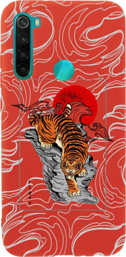 Xiaomi Redmi Note 8 Tiger Tasarımlı Premium Silikonlu Lansman Kırmızı Telefon Kılıfı