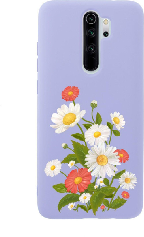 Xiaomi Redmi Note 8 Pro Renkli Papatyalar Premium Silikonlu Lansman Lila Telefon Kılıfı