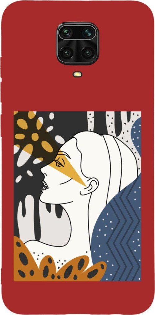 Xiaomi Redmi Note 9 Pro Face Art Poster Premium Silikonlu Lansman Kırmızı Telefon Kılıfı