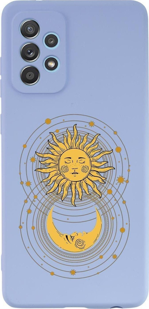 Galaxy A13 Uyumlu Moon And Sun Desenli Premium Silikonlu Lansman Telefon Kılıfı