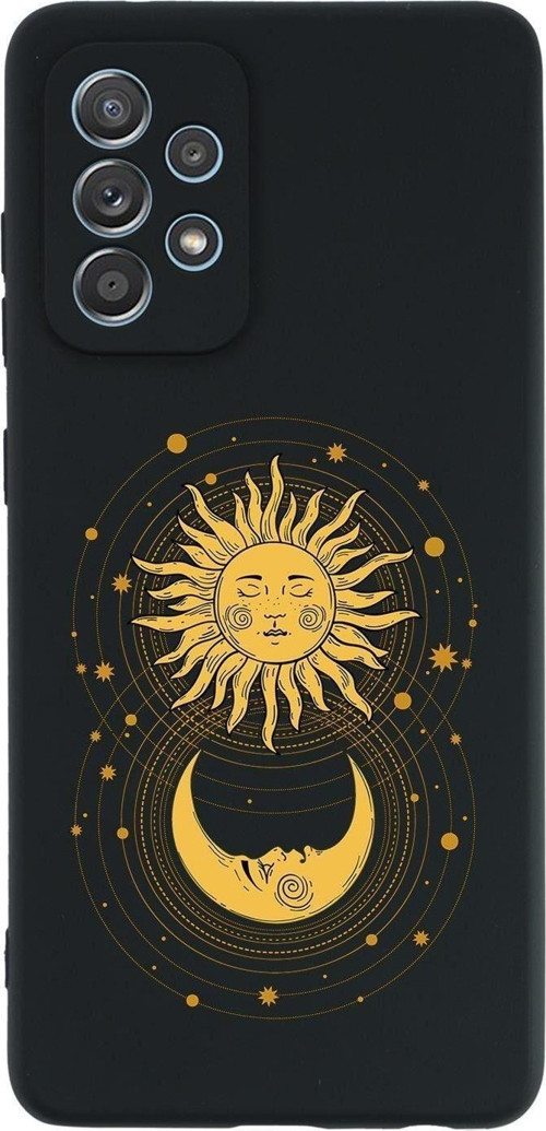 Galaxy A13 Uyumlu Moon And Sun Desenli Premium Silikonlu Lansman Telefon Kılıfı