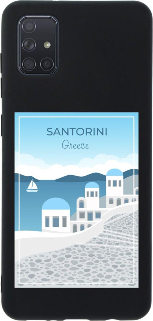 Samsung A71 Santorini Premium Silikonlu Lansman Siyah Telefon Kılıfı
