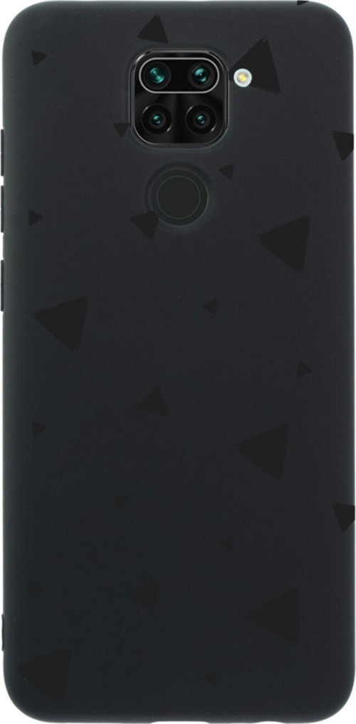 Xiaomi Redmi Note 9 Black Triangle Tasarımlı Premium Silikonlu Lansman Siyah Telefon Kılıfı
