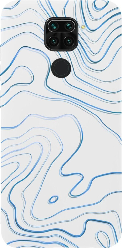 Xiaomi Redmi Note 9 Blue Line Abract Premium Silikonlu Lansman Beyaz Telefon Kılıfı