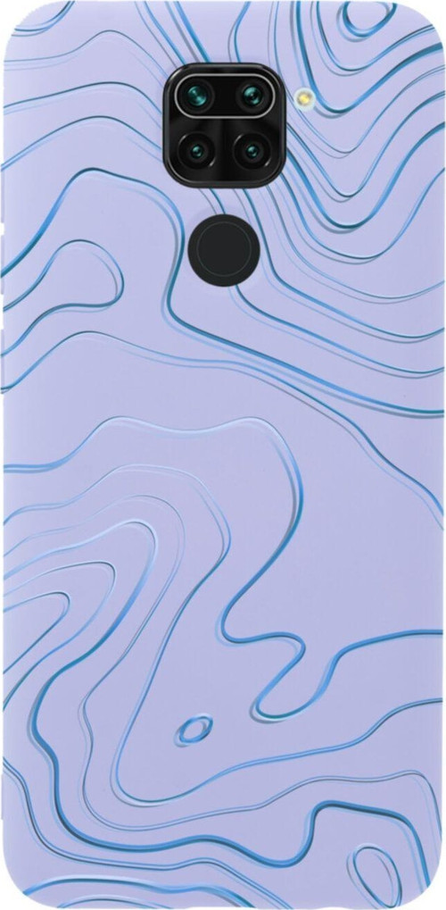 Xiaomi Redmi Note 9 Blue Line Abract Premium Silikonlu Lansman Lila Telefon Kılıfı