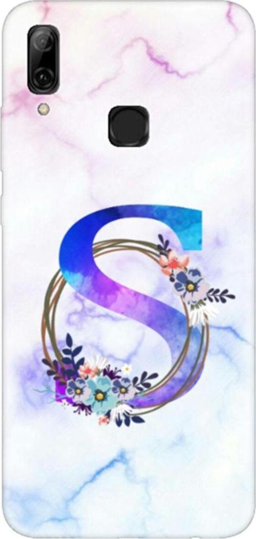 Huawei Psmart 2019 Renkli Mermer Desen S Harfli Telefon Kılıfı