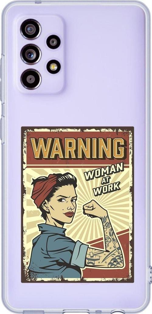 Galaxy A52 Uyumlu Women At Work Desenli Premium Şeffaf Silikonlu Telefon Kılıfı