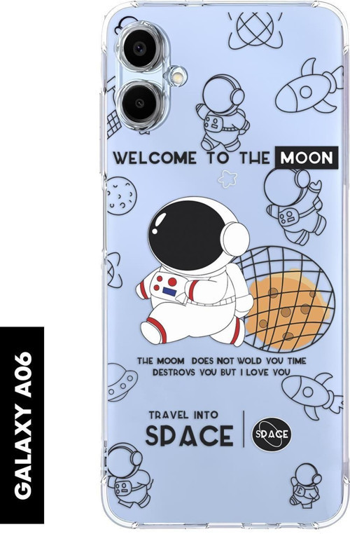 Samsung A06 Uyumlu Sevimli Astronot Desenli Premium Silikonlu Şeffaf Telefon Kılıfı