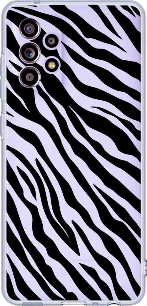 Galaxy A52 Uyumlu Zebra Pattern Premium Şeffaf Silikonlu Telefon Kılıfı
