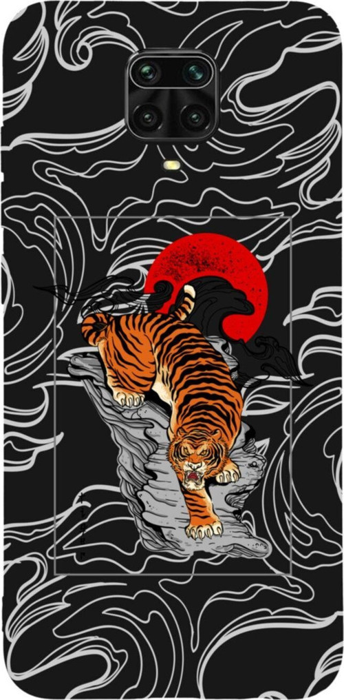 Xiaomi Redmi Note 9 Pro Tiger Tasarımlı Premium Silikonlu Lansman Siyah Telefon Kılıfı