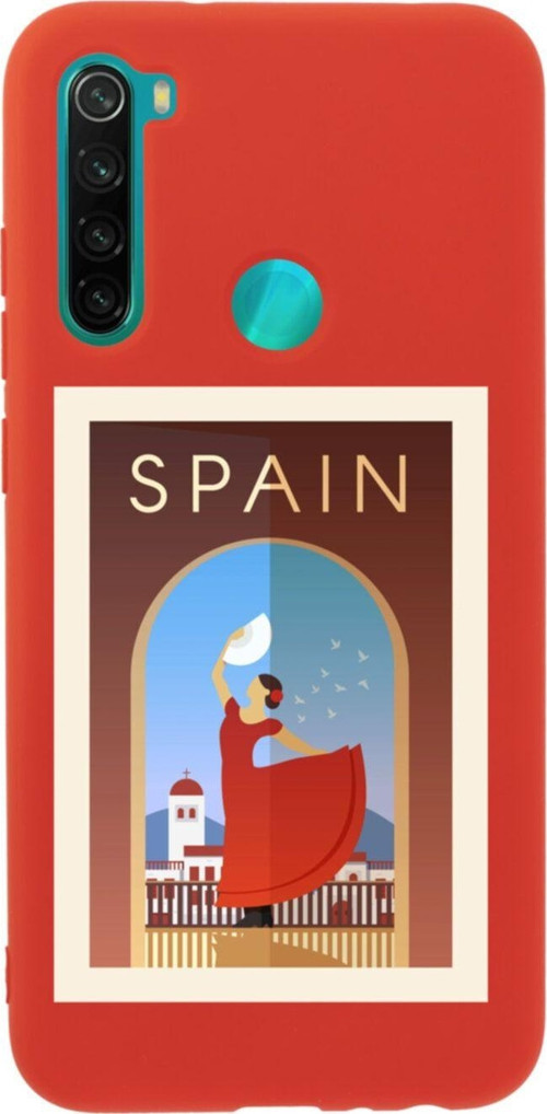 Xiaomi Redmi Note 8 Spain Premium Silikonlu Lansman Kırmızı Telefon Kılıfı