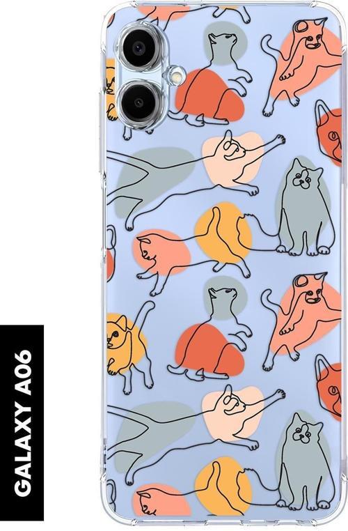 Samsung A06 Uyumlu Sevimli Kedi Figürleri Desenli Premium Silikonlu Şeffaf Telefon Kılıfı