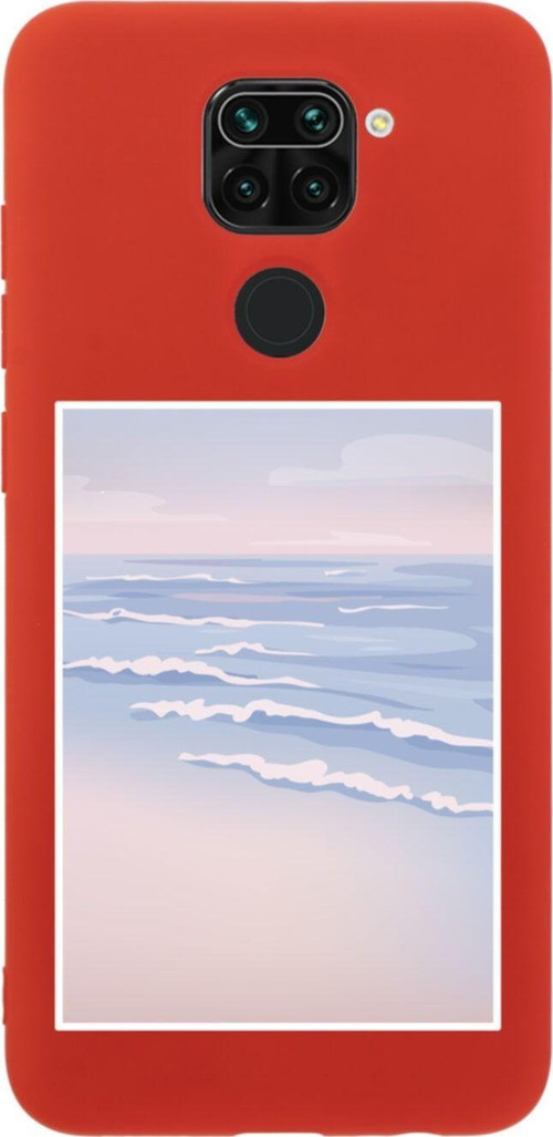 Xiaomi Redmi Note 9 Deniz Ve Dalga Premium Silikonlu Lansman Kırmızı Telefon Kılıfı