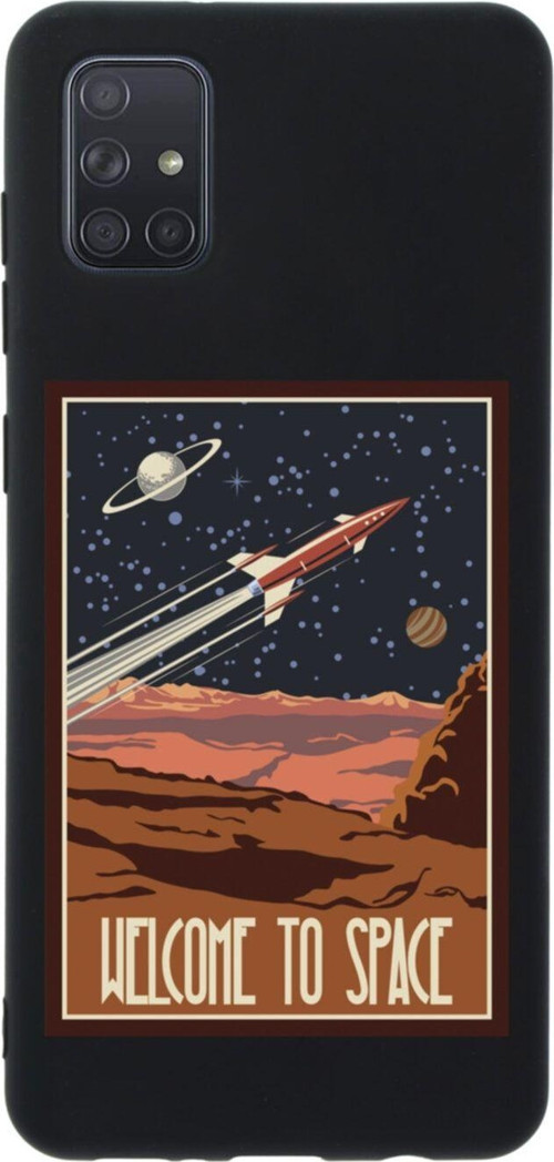 Samsung A71 Welcome To Space Tasarımlı Premium Silikonlu Lansman Siyah Telefon Kılıfı