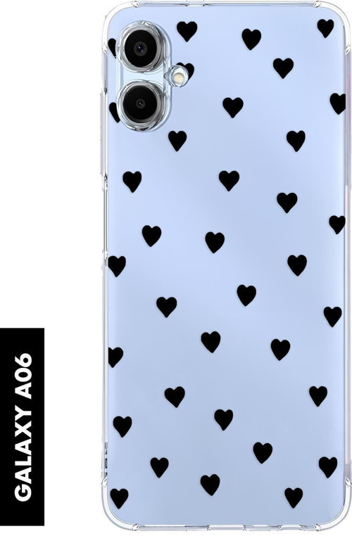Samsung A06 Uyumlu Siyah Kalpler Desenli Premium Silikonlu Şeffaf Telefon Kılıfı