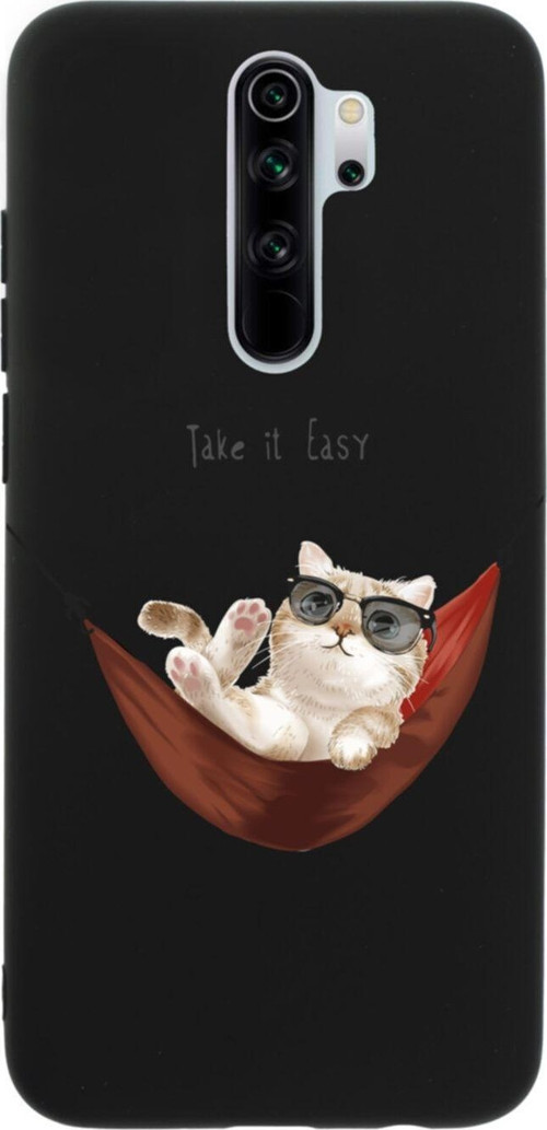 Xiaomi Redmi Note 8 Pro Take It Easy Tasarımlı Premium Silikonlu Lansman Siyah Telefon Kılıfı