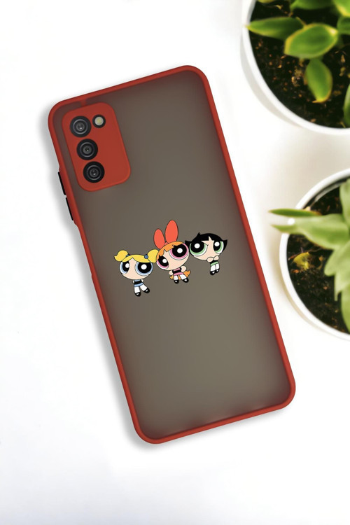Samsung A03S Uyumlu Powerpuff Girls Desenli Buzlu Şeffaf Lüx Telefon Kılıfı