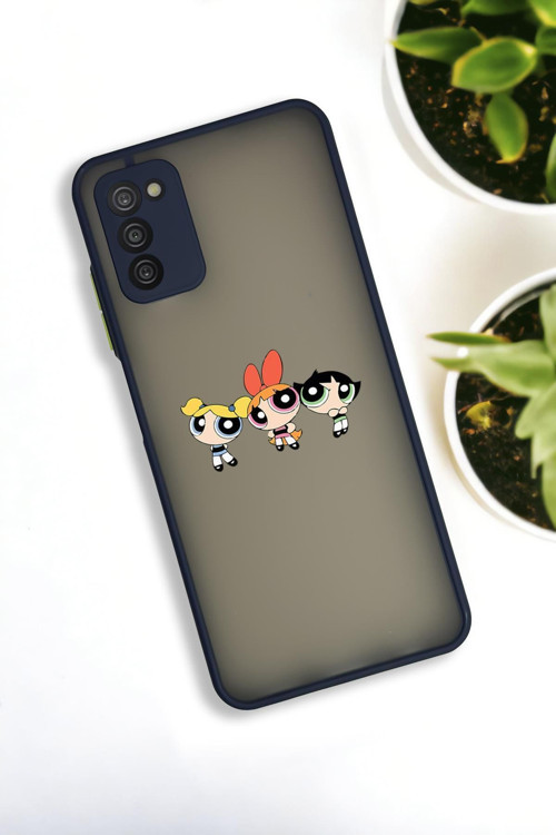 Samsung A03S Uyumlu Powerpuff Girls Desenli Buzlu Şeffaf Lüx Telefon Kılıfı