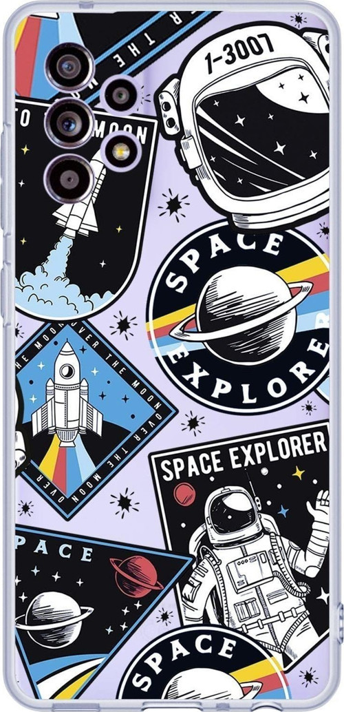Galaxy A73 5G Uyumlu Space Desenli Premium Şeffaf Silikonlu Telefon Kılıfı