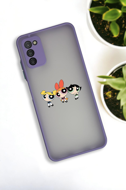 Samsung A03S Uyumlu Powerpuff Girls Desenli Buzlu Şeffaf Lüx Telefon Kılıfı