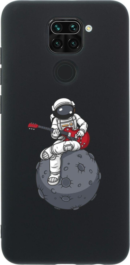 Xiaomi Redmi Note 9 Gitarcı Astronot Premium Silikonlu Lansman Siyah Telefon Kılıfı