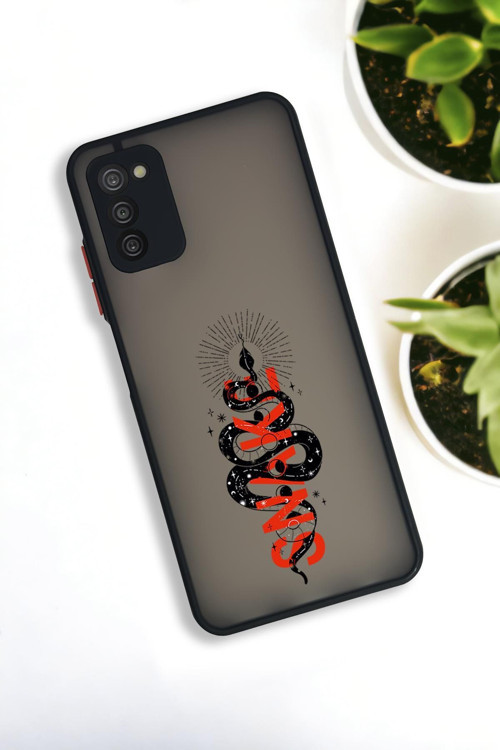 Samsung A03S Uyumlu Snake Desenli Buzlu Şeffaf Lüx Telefon Kılıfı