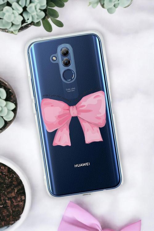 Huawei Mate 20 Lite Uyumlu Pembe Kurdele Premium Şeffaf Silikon Kılıf
