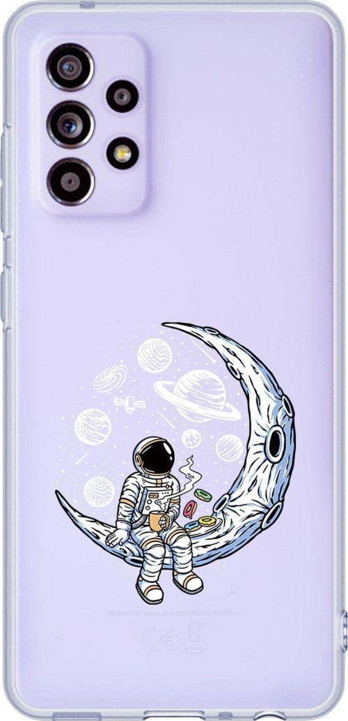 Galaxy A32 Uyumlu Astronot Desenli Premium Şeffaf Silikonlu Telefon Kılıfı