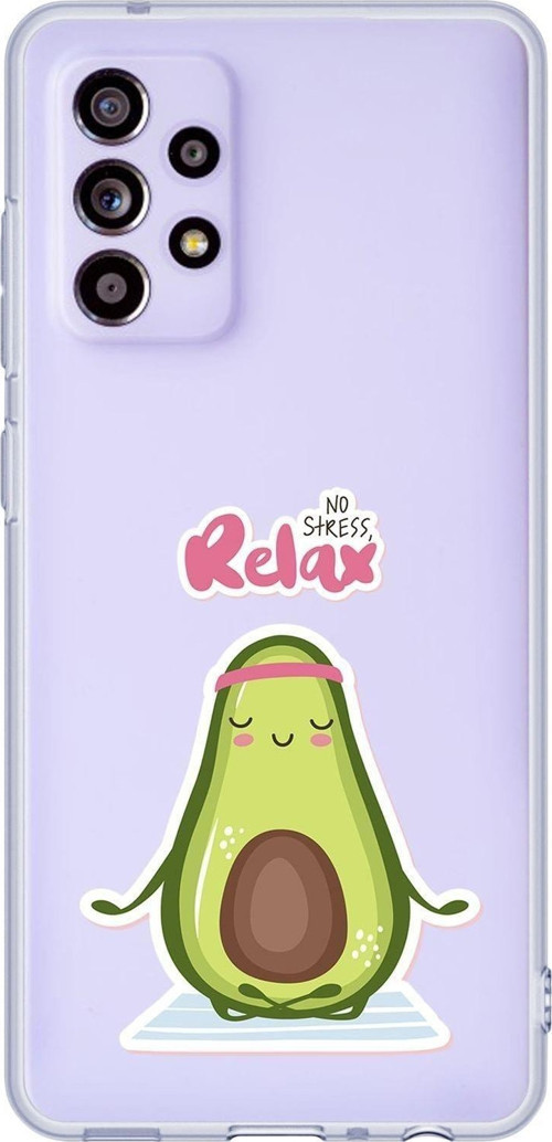 Galaxy A32 Uyumlu Relax Avocado Desenli Premium Şeffaf Silikonlu Telefon Kılıfı