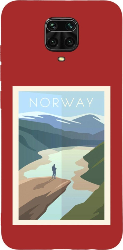 Xiaomi Redmi Note 9 Pro Norway Premium Silikonlu Lansman Kırmızı Telefon Kılıfı