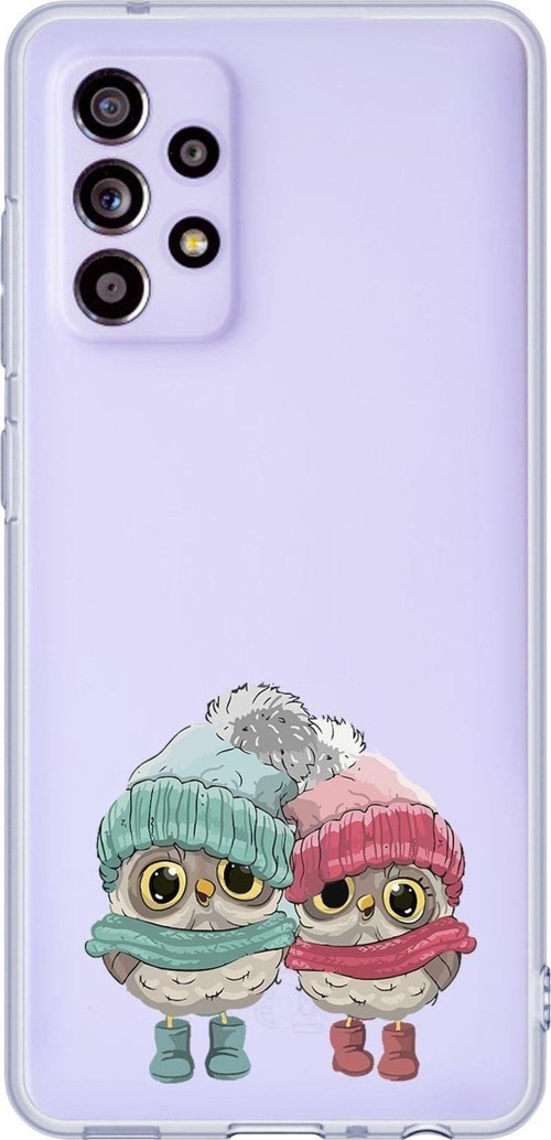Galaxy A32 Uyumlu Bereli Baykuşlar Desenli Premium Şeffaf Silikonlu Telefon Kılıfı