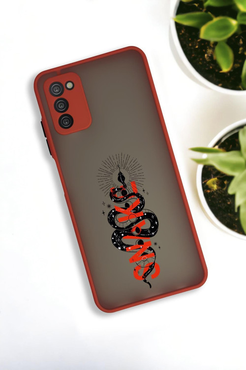Samsung A03S Uyumlu Snake Desenli Buzlu Şeffaf Lüx Telefon Kılıfı