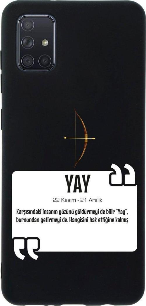 Samsung A71 Yay Burcu Desenli Premium Silikonlu Lansman Siyah Telefon Kılıfı
