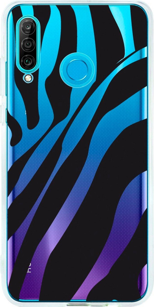 Huawei P30 Lite Uyumlu Zebra Desenli Premium Şeffaf Silikon Kılıf