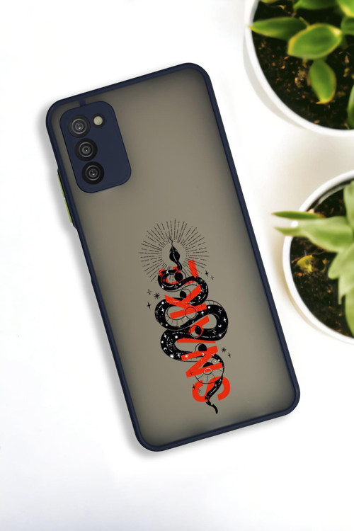 Samsung A03S Uyumlu Snake Desenli Buzlu Şeffaf Lüx Telefon Kılıfı