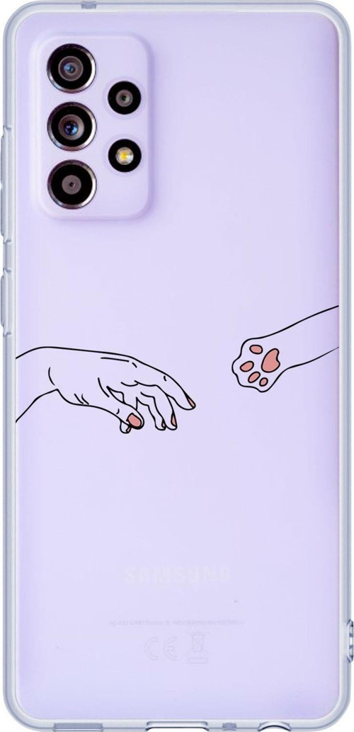 Galaxy A52 Uyumlu Hand And Paw Desenli Premium Şeffaf Silikonlu Telefon Kılıfı