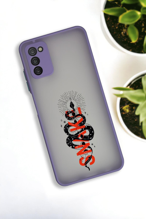 Samsung A03S Uyumlu Snake Desenli Buzlu Şeffaf Lüx Telefon Kılıfı