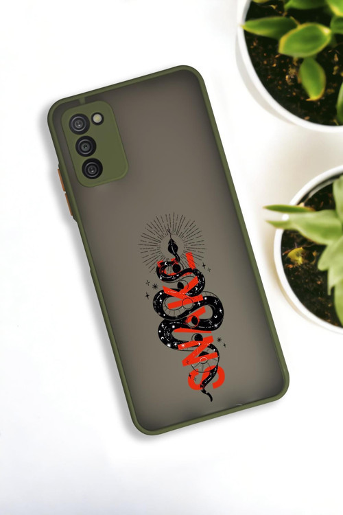 Samsung A03S Uyumlu Snake Desenli Buzlu Şeffaf Lüx Telefon Kılıfı