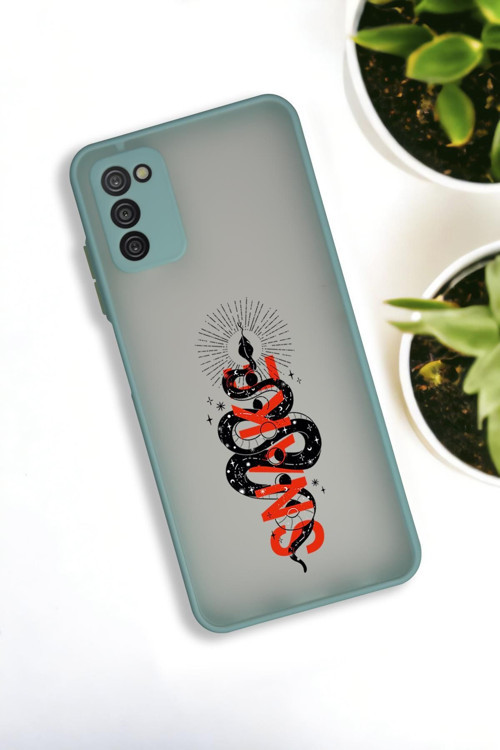 Samsung A03S Uyumlu Snake Desenli Buzlu Şeffaf Lüx Telefon Kılıfı