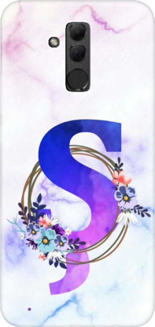 Huawei Mate 20 Lite Renkli Mermer Desen Ş Harfli Telefon Kılıfı