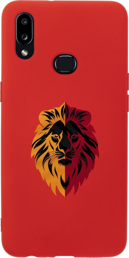 Samsung A10S Uyumlu Sarı Kırmızı Aslan Desenli Premium Silikonlu Telefon Kılıfı