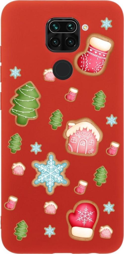 Xiaomi Redmi Note 9 Christmas Tasarımlı Premium Silikonlu Lansman Kırmızı Telefon Kılıfı