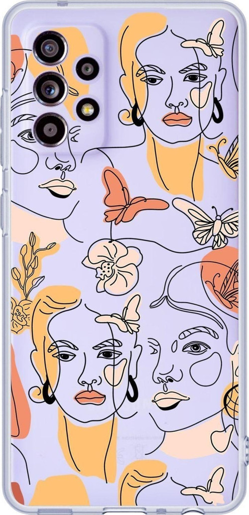 Galaxy A52 Uyumlu Line Style Desenli Premium Şeffaf Silikonlu Telefon Kılıfı