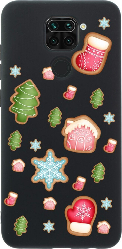 Xiaomi Redmi Note 9 Christmas Tasarımlı Premium Silikonlu Lansman Siyah Telefon Kılıfı