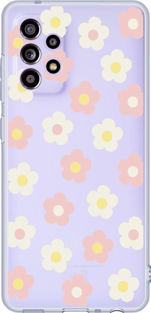 Samsung A13 Uyumlu Minik Çiçekler Desenli Premium Şeffaf Silikon Kılıf