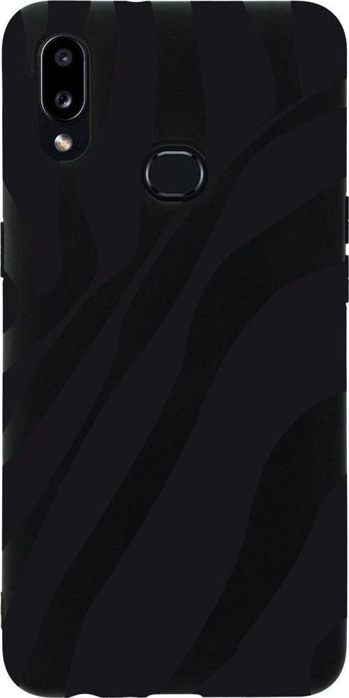 Samsung A10S Zebra Desenli Premium Silikonlu Siyah Telefon Kılıfı