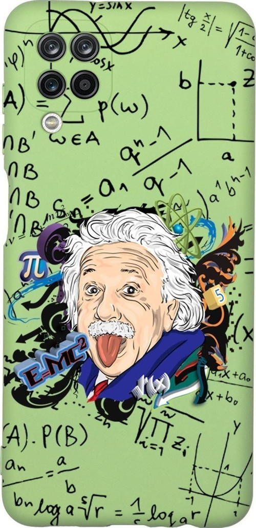 Samsung A12 Einstein In Formula Desenli Premium Silikonlu Telefon Kılıfı
