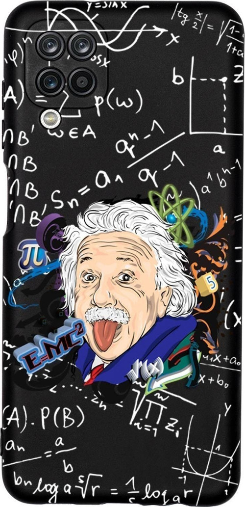 Samsung A12 Einstein In Formula Desenli Premium Silikonlu Telefon Kılıfı